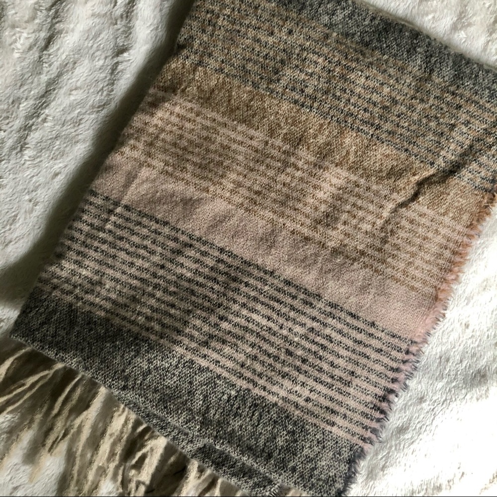 Tan/Blush Pink Fringe Scarf